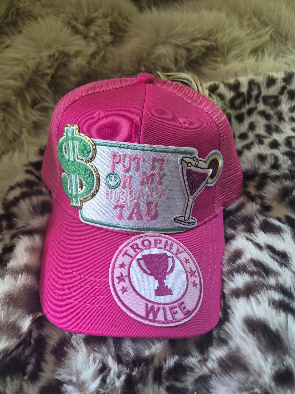Hot Pink 'Trophy Wife' Embroidered Trucker Hat